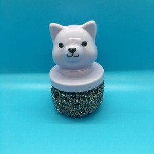 Dish Scrubber, Holder - Purple Dog Head